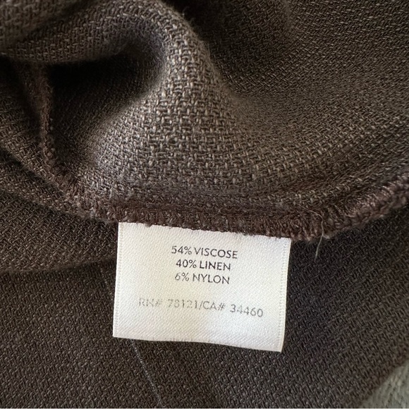 Eileen Fisher Chocolate Brown Linen Blend Button Up Lightweight Shirt Blazer - Picture 9 of 10